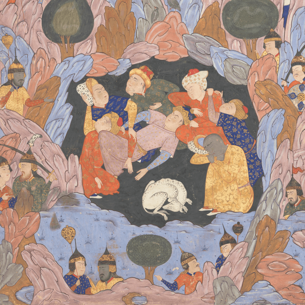 „The Seven Sleepers of Ephesus“, Folio from a Falnama (Book of Omens), 1550.